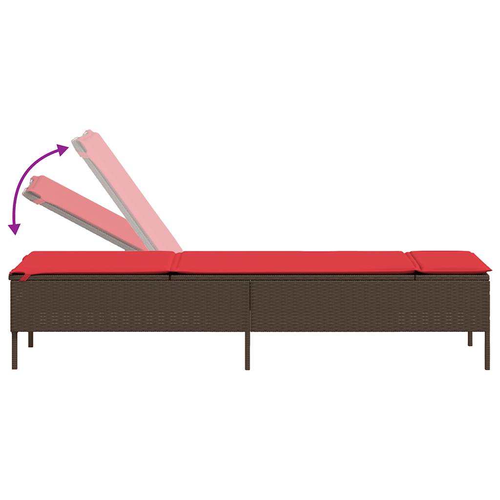 Sun Loungers with Cushions 2 pcs Brown Poly Rattan