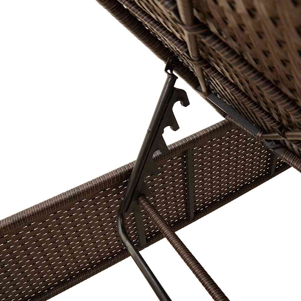 Sun Loungers with Cushions 2 pcs Brown Poly Rattan