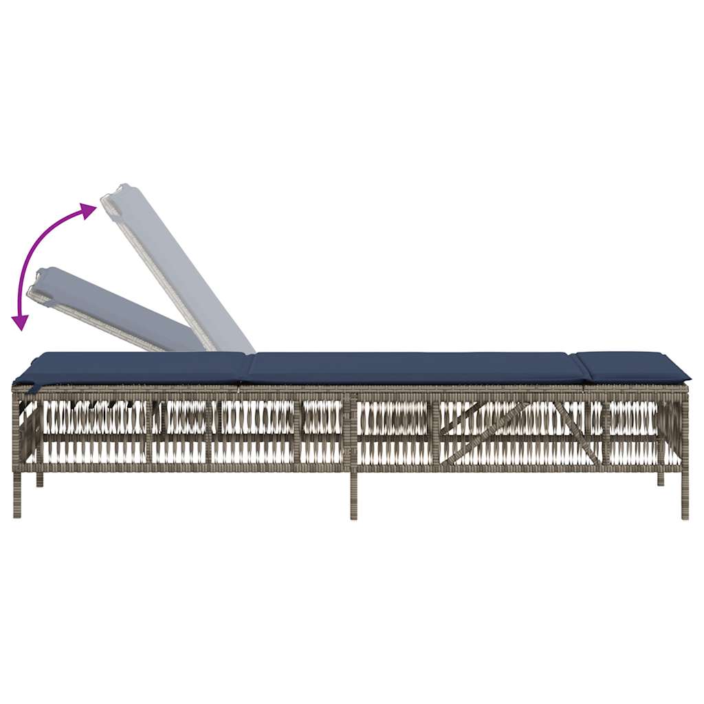 Sun Loungers with Cushions 2 pcs Gray Poly Rattan