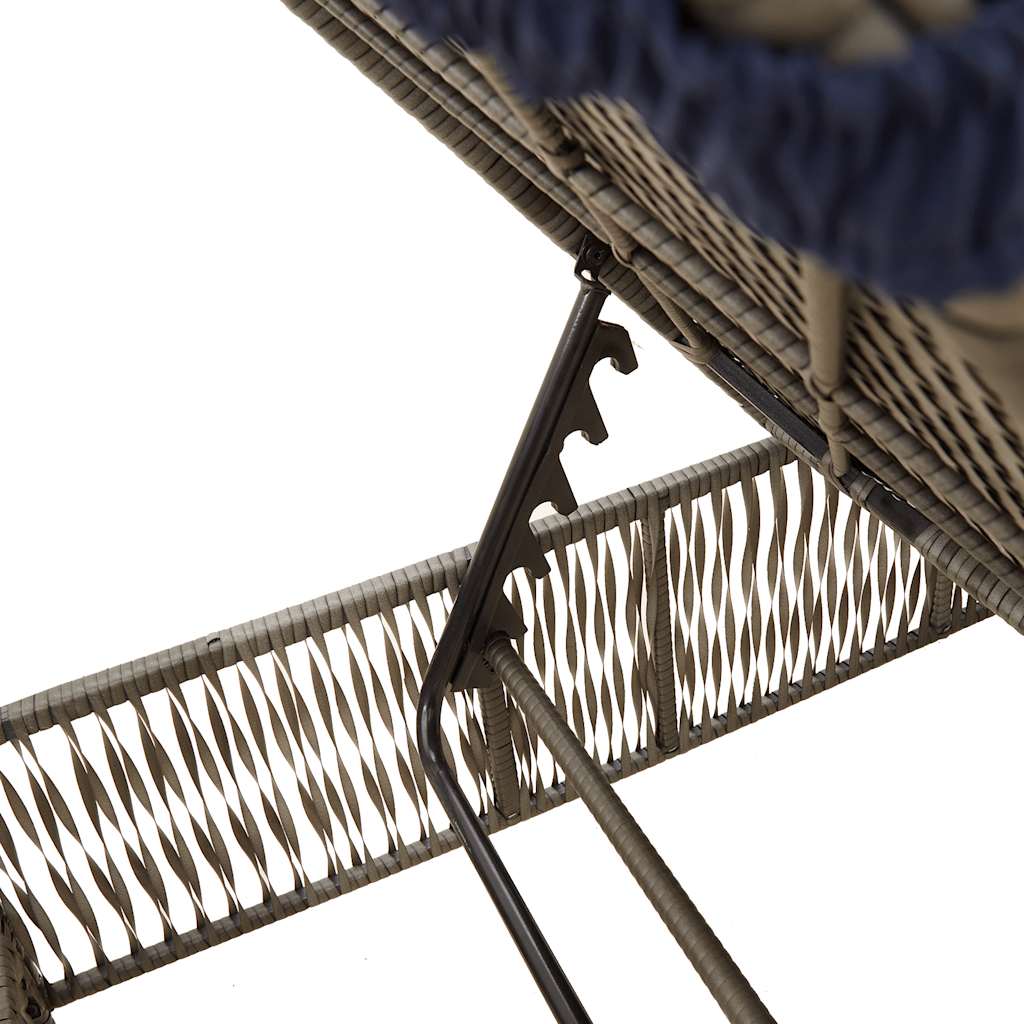 Sun Loungers with Cushions 2 pcs Gray Poly Rattan