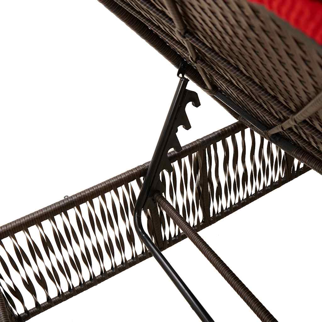 Sun Loungers with Cushions 2 pcs Brown Poly Rattan