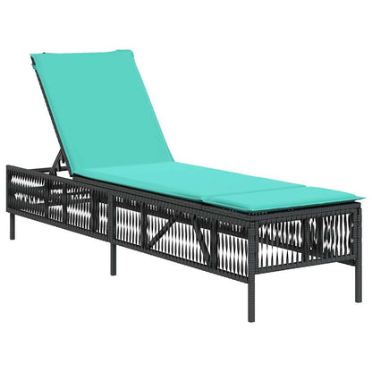 Sun Loungers with Cushions 2 pcs Black Poly Rattan