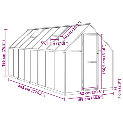 Greenhouse with Base Frame Anthracite 445x169x195 cm Aluminium