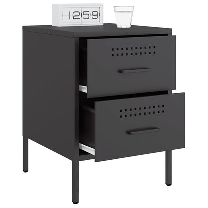 Bedside Cabinet Black 36x39x50.5 cm Steel