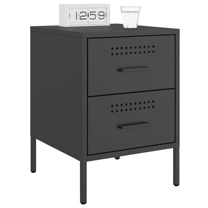 Bedside Cabinets 2 pcs Black 36x39x50.5 cm Steel