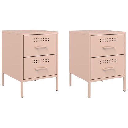 Bedside Cabinets 2 pcs Pink 36x39x50.5 cm Steel