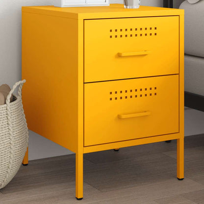 Bedside Cabinet Mustard Yellow 36x39x50.5 cm Steel