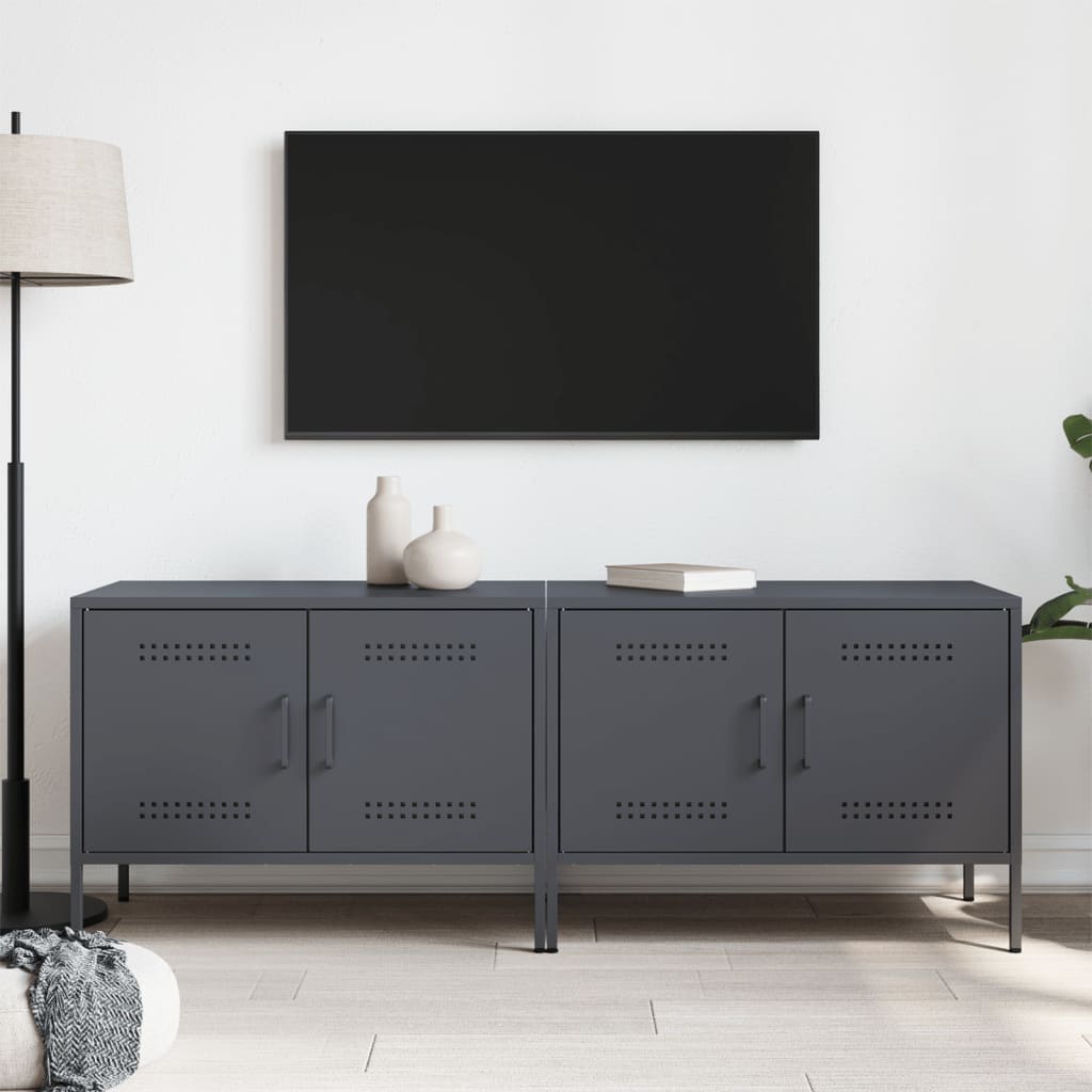 TV Cabinets 2 pcs Anthracite 68x39x50.5 cm Steel