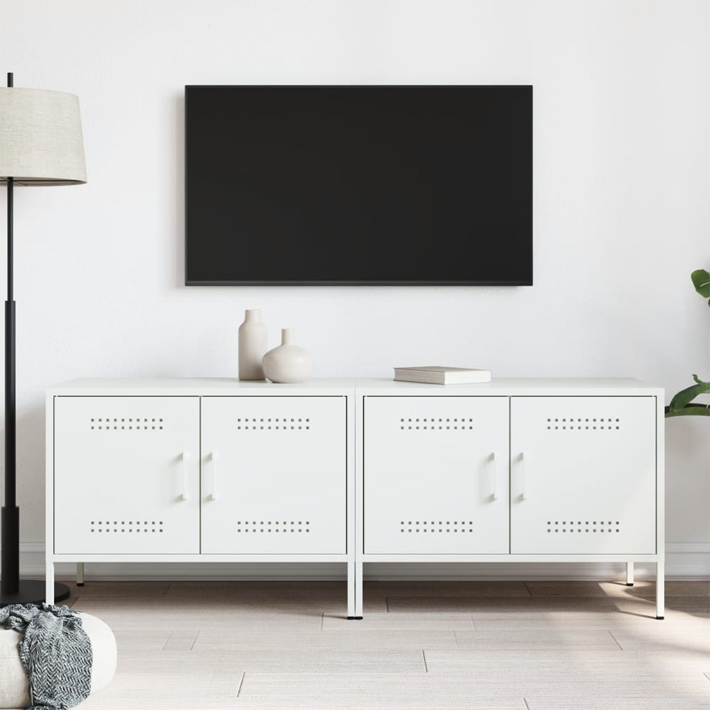 TV Cabinets 2 pcs White 68x39x50.5 cm Steel