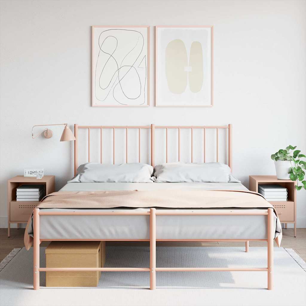 Bedside Cabinets 2 pcs Pink 36x39x50.5 cm Steel