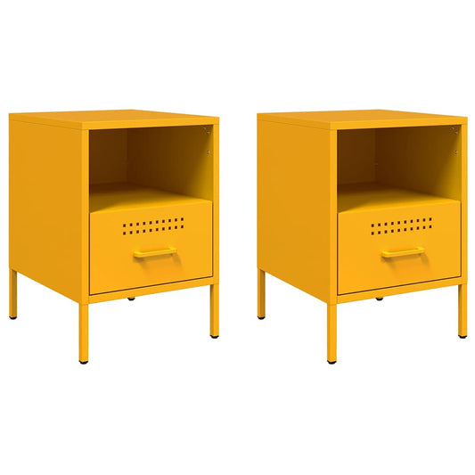 Bedside Cabinet | Set of 2 | Mustard Yellow | Cold-Rolled Steel