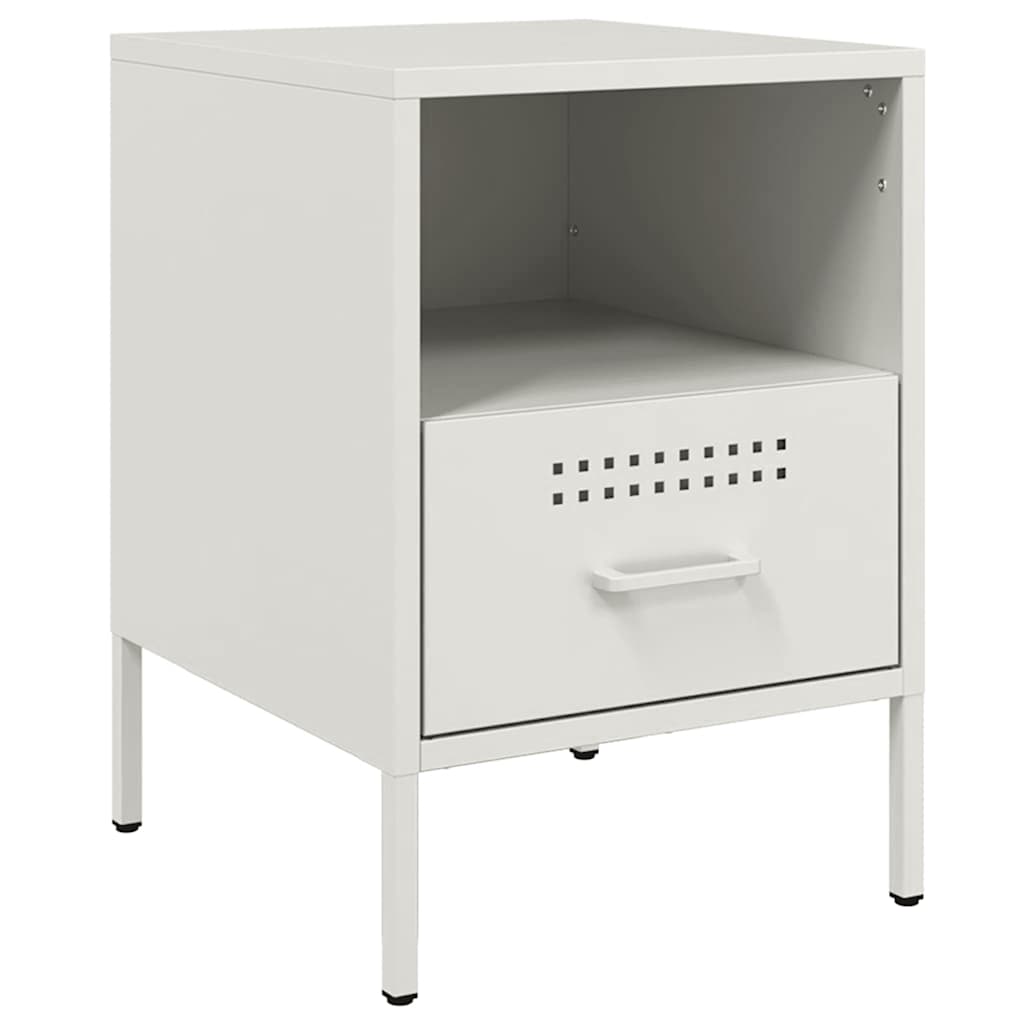 Bedside Cabinet White 36x39x50.5 cm Steel