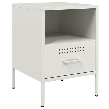 Bedside Cabinet White 36x39x50.5 cm Steel