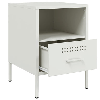 Bedside Cabinet White 36x39x50.5 cm Steel