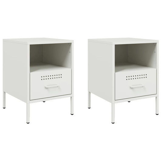 Bedside Cabinet | Set of 2 | White | Cold-rolled steel | Medium