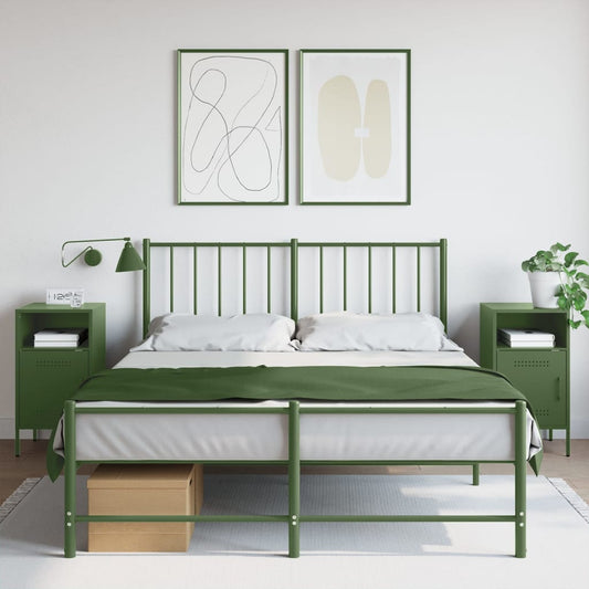 Bedside Cabinet |  Set of 2 | Olive Green | Cold-Rolled Steel | Medium