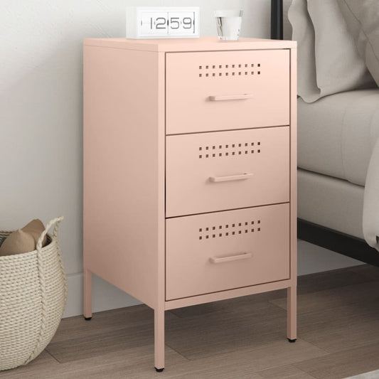 Bedside Cabinet | Pink | Cold-rolled Steel | Adjustable Feet
