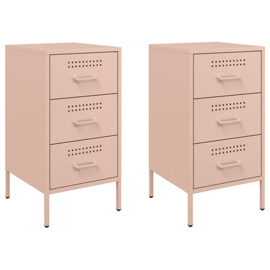 Bedside Cabinet | Set of 2 | Pink | Cold-rolled steel | Medium