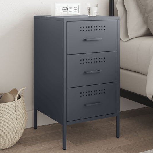 Bedside Cabinet Anthracite 36x39x68 cm Steel