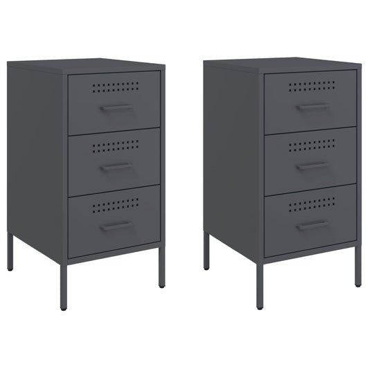 Bedside Cabinet | Set of 2 | Anthracite | Cold-rolled steel | Medium