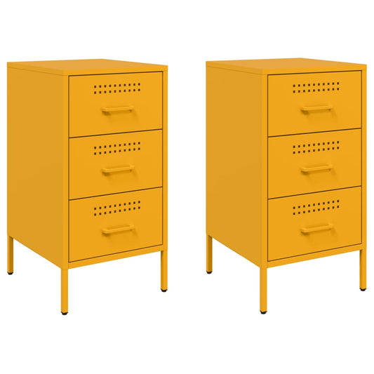Bedside Cabinet |  Set of 2 | Mustard Yellow | Cold-rolled steel | Medium
