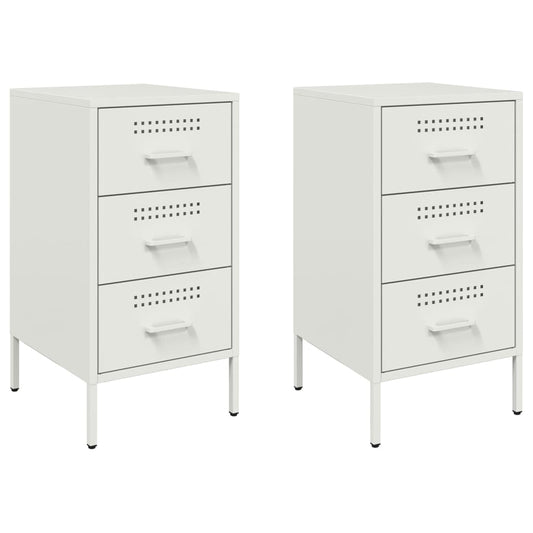 Bedside Cabinet | Set of 2 | White | Cold-rolled steel | 36x39x68 cm
