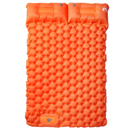 Self Inflating Camping Mattress with Pillows 2-Person Orange