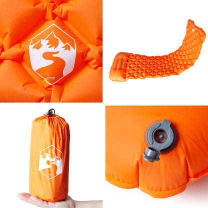 Inflating Camping Mattress with Pillow 1-Person Orange
