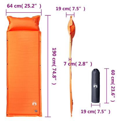 Self Inflating Camping Mattress with Pillow 1-Person Orange