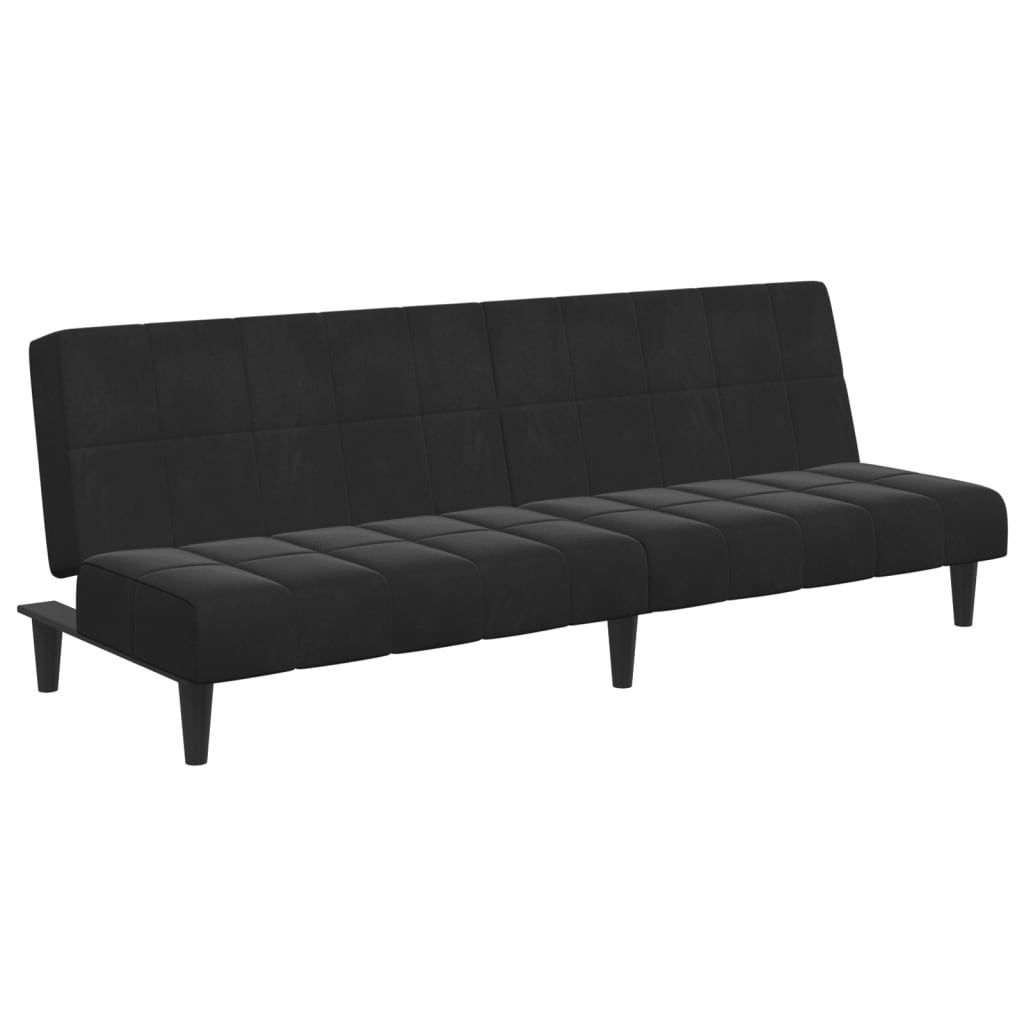 2-Seater Sofa Bed with Footstool Black Velvet