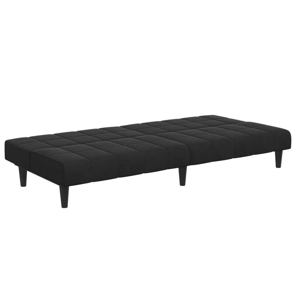 2-Seater Sofa Bed with Footstool Black Velvet