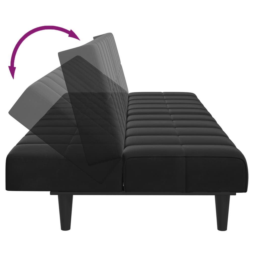 2-Seater Sofa Bed with Footstool Black Velvet
