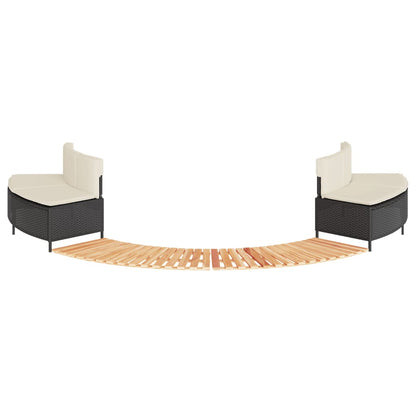 Hot Tub Surround Black Poly Rattan and Solid Wood Acacia