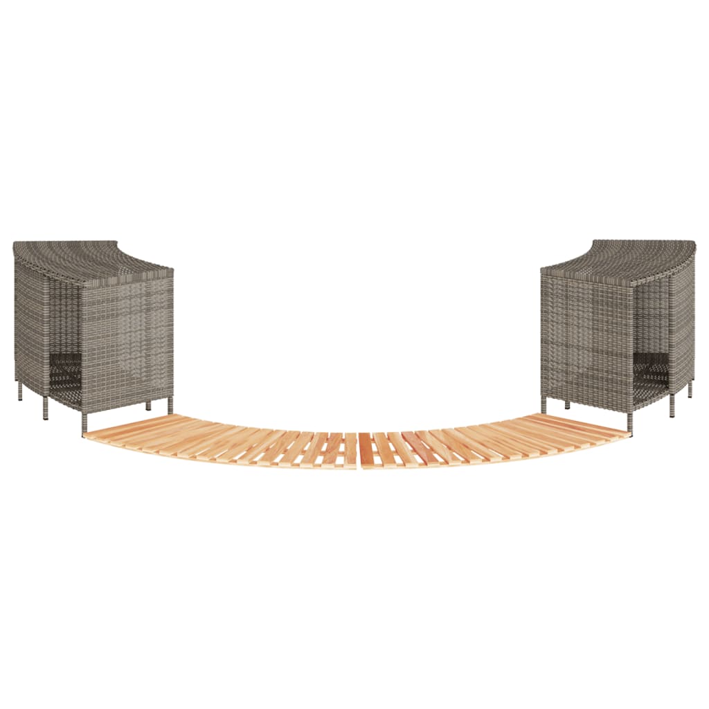 Hot Tub Surround Gray Poly Rattan and Solid Wood Acacia
