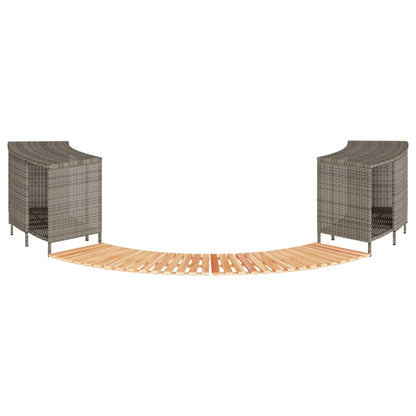 Hot Tub Surround Gray Poly Rattan and Solid Wood Acacia