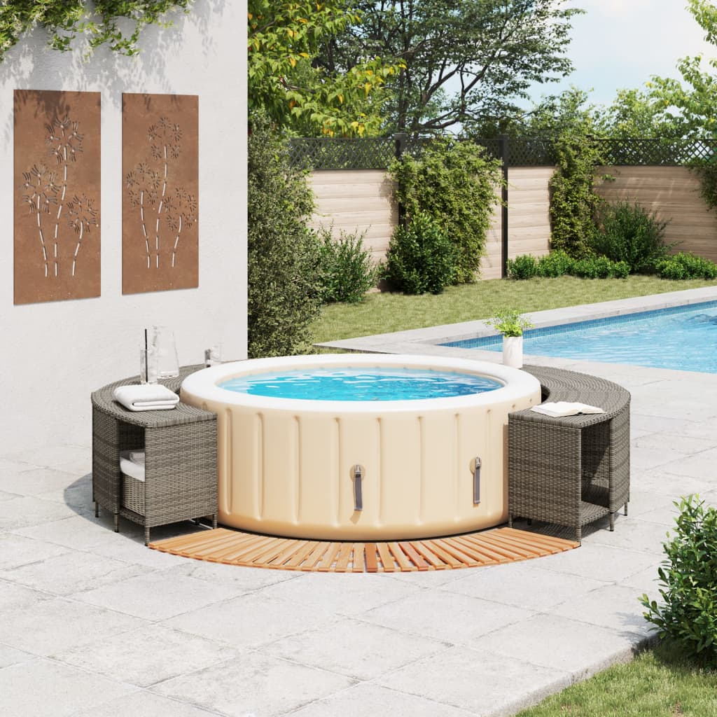 Hot Tub Surround Gray Poly Rattan and Solid Wood Acacia