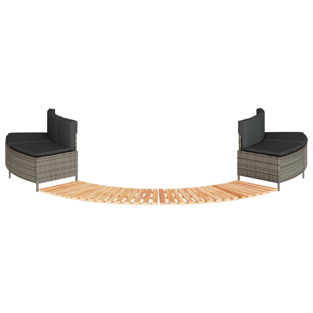 Hot Tub Surround Gray Poly Rattan and Solid Wood Acacia