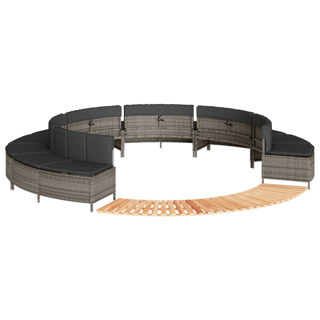 Hot Tub Surround Gray Poly Rattan and Solid Wood Acacia