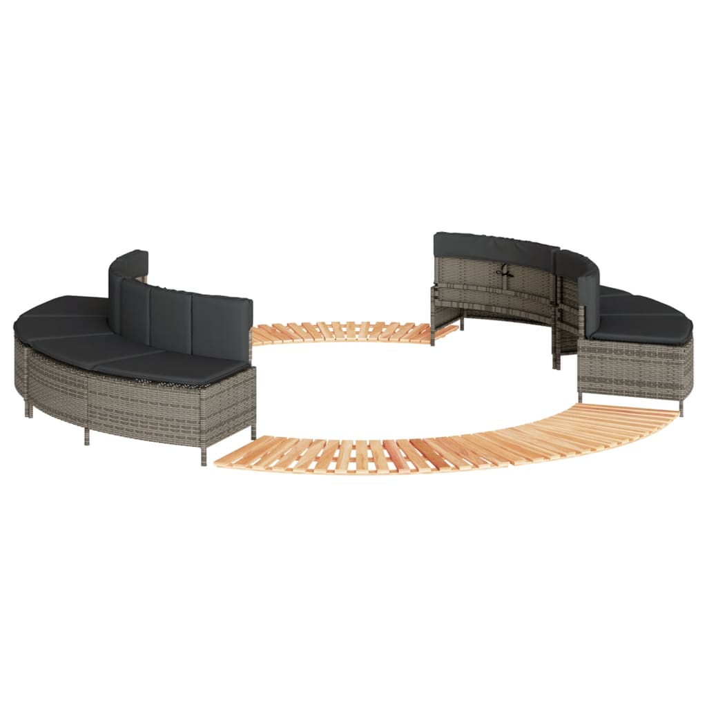 Hot Tub Surround Gray Poly Rattan and Solid Wood Acacia