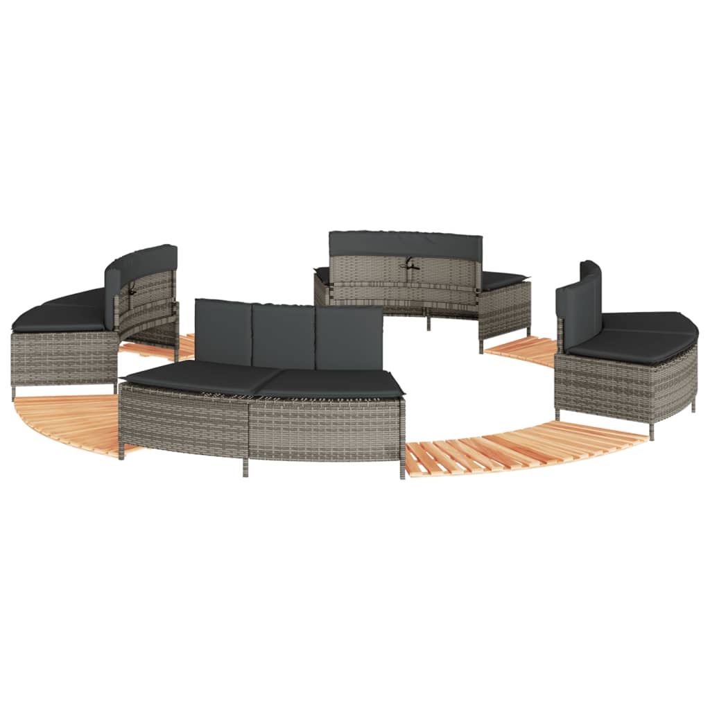 Hot Tub Surround Gray Poly Rattan and Solid Wood Acacia