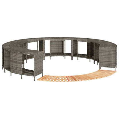 Hot Tub Surround Gray Poly Rattan and Solid Wood Acacia