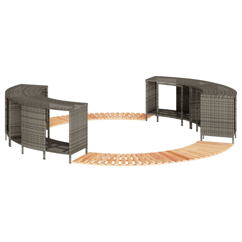 Hot Tub Surround Gray Poly Rattan and Solid Wood Acacia