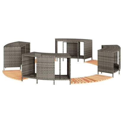 Hot Tub Surround Gray Poly Rattan and Solid Wood Acacia