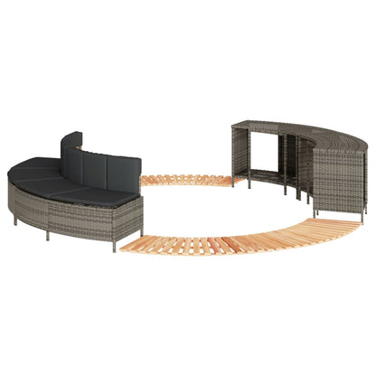 Hot Tub Surround Gray Poly Rattan and Solid Wood Acacia