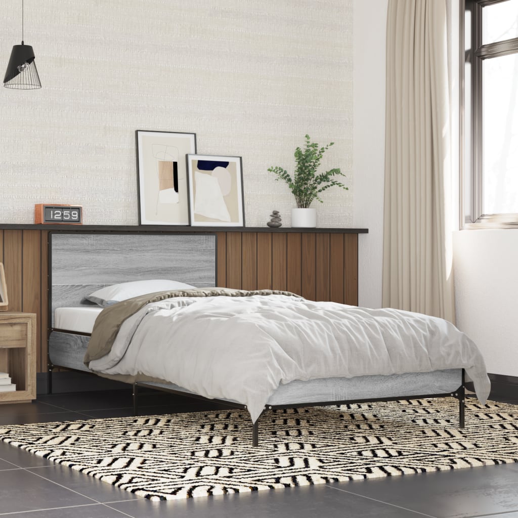 Bed Frame without Mattress Grey Sonoma 90x200 cm