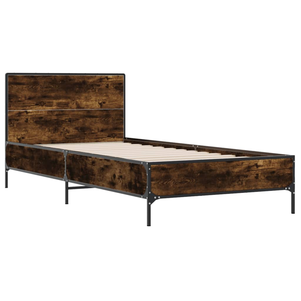 Bed Frame without Mattress Smoked Oak 90x190 cm Single