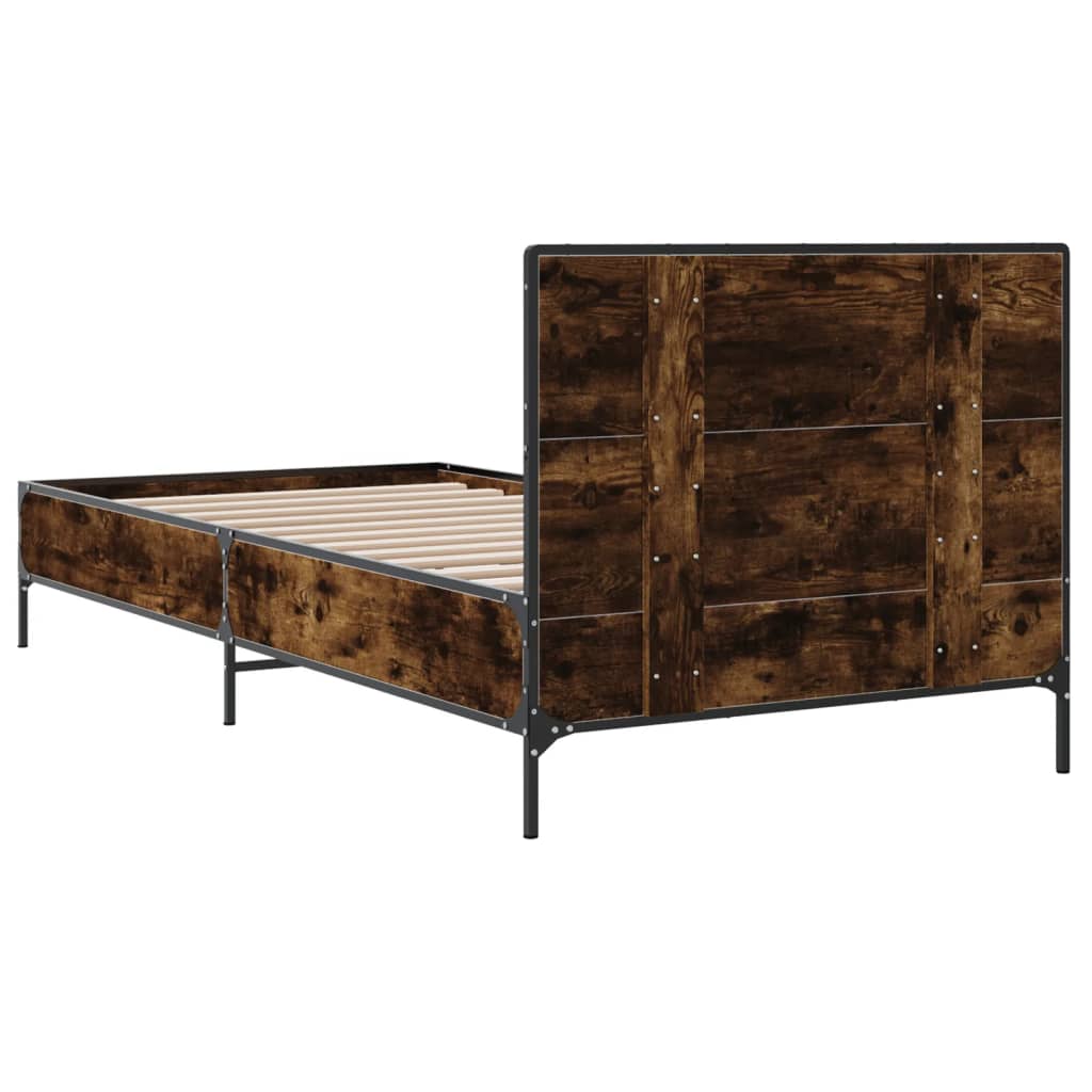 Bed Frame without Mattress Smoked Oak 90x190 cm Single