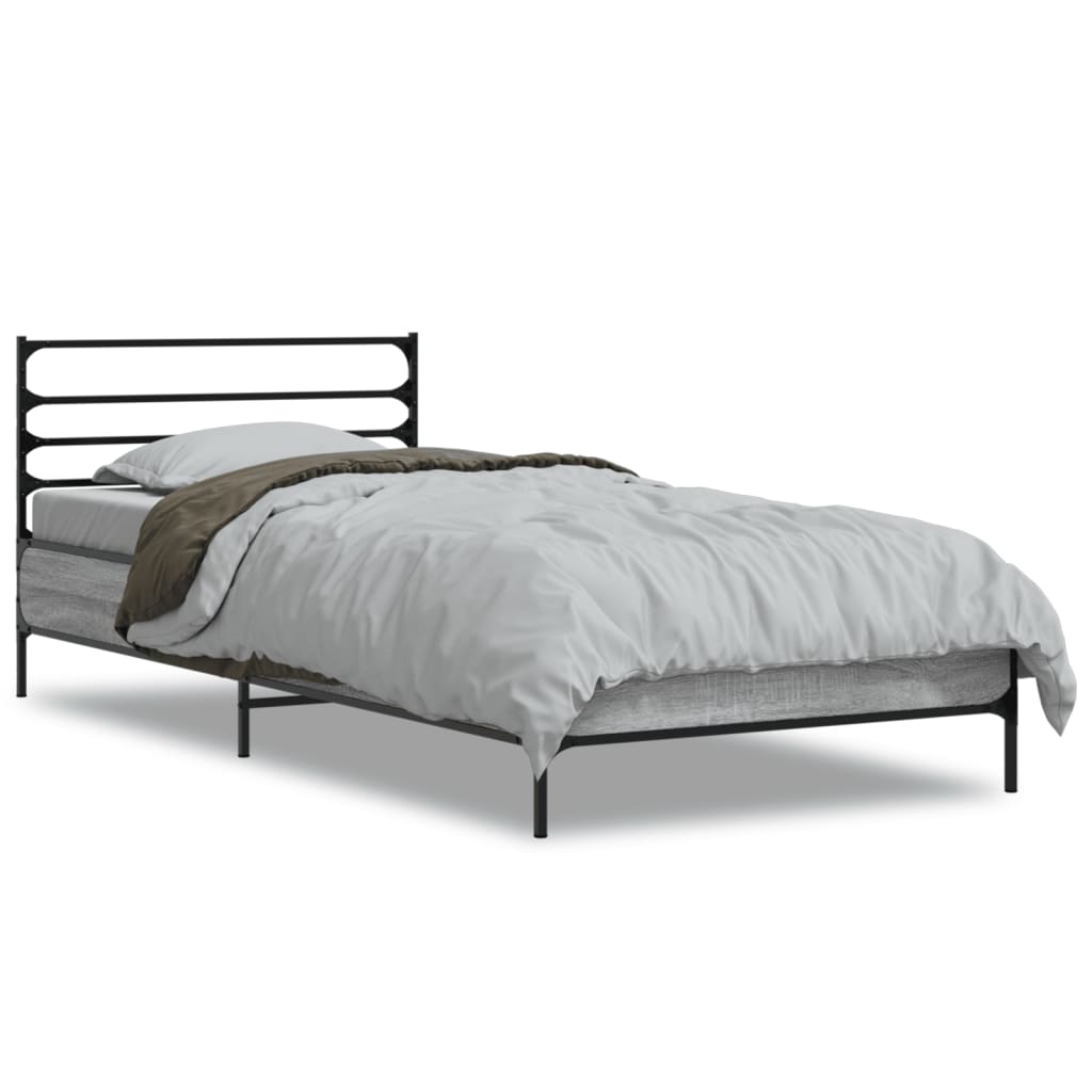 Bed Frame | Grey Sonoma | Engineered wood, Metal, Plywood | Single