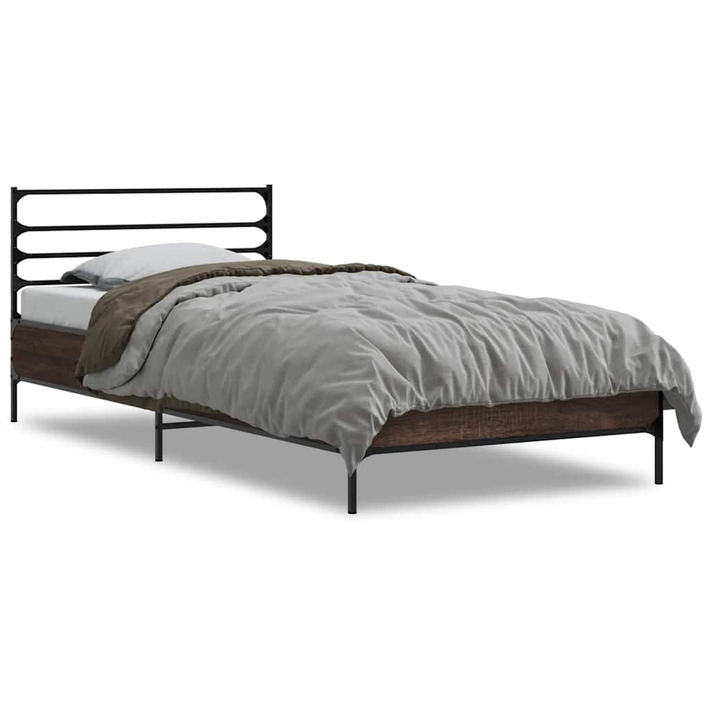 Bed Frame | Brown Oak | Engineered wood, Metal | Single | Modern