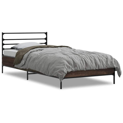 Bed Frame | Brown Oak | Engineered wood, Metal | Single | Modern